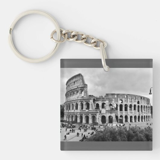 Zwart-wit Colosseum Rome Sleutelhanger Sleutelhang (voorkant)