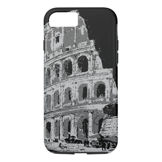 Zwart & Wit Colosseum Stoere iPhone 7 Hoesje (Achterkant)