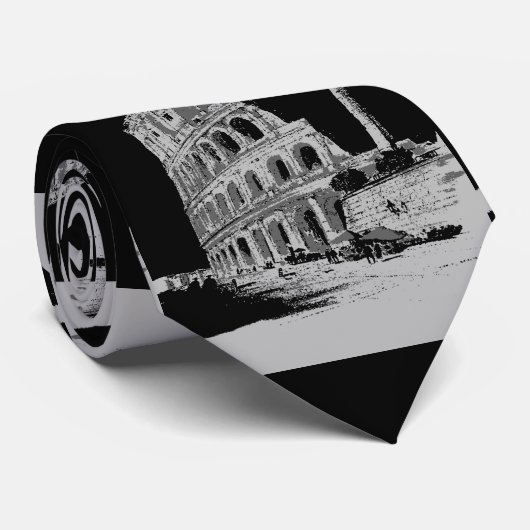 Zwart-wit Colosseum Stropdas (Opgerold)