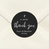 Zwart Wit Combo Een Lief Dank u Bruiloft Ronde Sticker