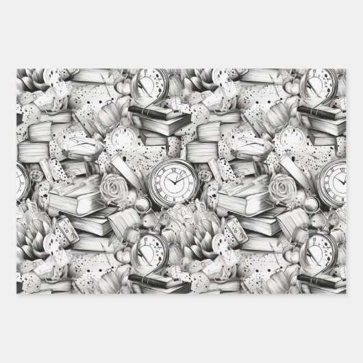 Zwart-wit comics patroon inpakpapier vel (Voorkant 3)