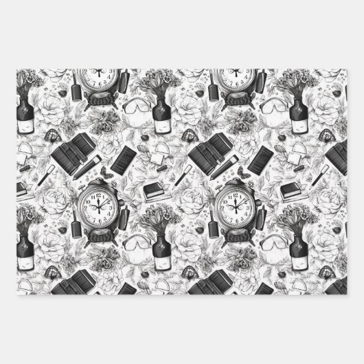 Zwart-wit comics patroon inpakpapier vel (Voorkant 2)