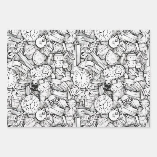 Zwart-wit comics patroon inpakpapier vel (Voorkant)