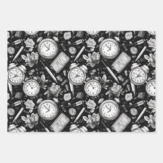 Zwart-wit comics patroon inpakpapier vel (Voorkant 3)