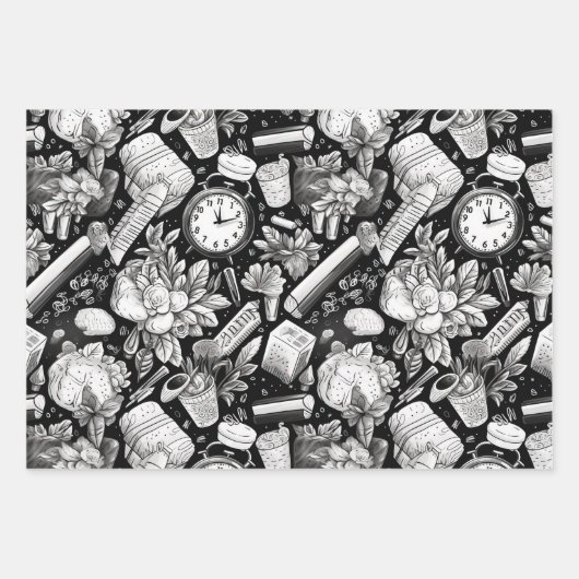 Zwart-wit comics patroon inpakpapier vel (Voorkant)