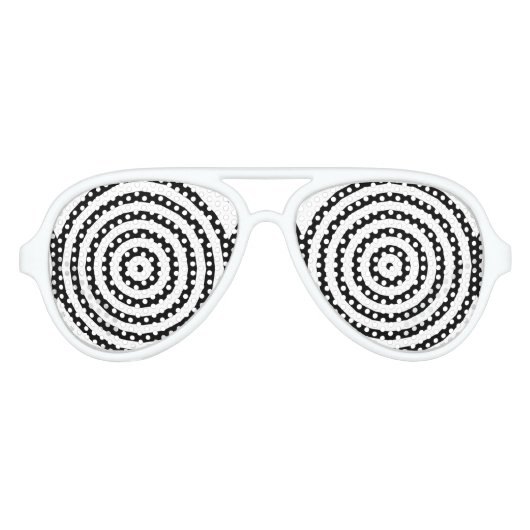 Zwart-wit concentrische cirkels optische illusie aviator zonnebril (Voorkant)