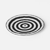 Zwart-wit concentrische cirkels optische illusie papieren bordje (Gekanteld)