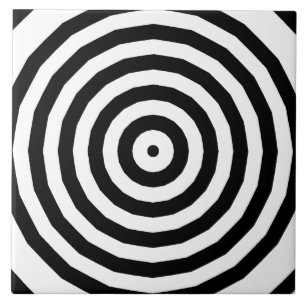 Zwart-wit concentrische cirkels optische illusie tegeltje