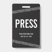 Zwart-Wit Concert All Access Pas Pers Badge (Achterkant)