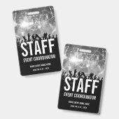 Zwart-Wit Concert Personeel All Access Pas Badge (Voor- en achterkant)