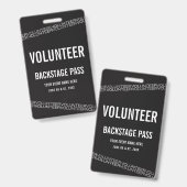 Zwart-Wit-Concert Vrijwilliger All-Access-Pas Badge (Voor- en achterkant)