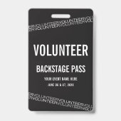 Zwart-Wit-Concert Vrijwilliger All-Access-Pas Badge (Achterkant)