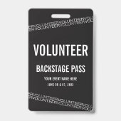 Zwart-Wit-Concert Vrijwilliger All-Access-Pas Badge (Voorzijde)