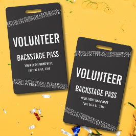 Zwart-Wit-Concert Vrijwilliger All-Access-Pas Badge