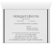 Zwart-wit condoleance rouwbeklag (Binnen Horizontaal (Onder))