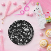 Zwart-wit confetti papieren bordje (Feest)