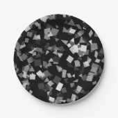 Zwart-wit confetti papieren bordje (Voorkant)