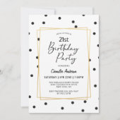 Zwart-wit Confetti Stippen 21e Verjaardagsfeest Kaart (Voorkant)