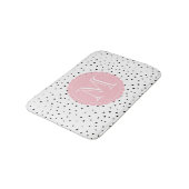 Zwart-wit Confetti Stippen Blush Monogram Badmat (Gekanteld)
