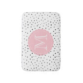 Zwart-wit Confetti Stippen Blush Monogram Badmat (Voorkant Verticaal)