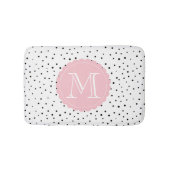 Zwart-wit Confetti Stippen Blush Monogram Badmat (Voorkant)