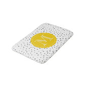 Zwart-wit Confetti Stippen Heldergeel Monogram Badmat (Gekanteld)