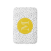 Zwart-wit Confetti Stippen Heldergeel Monogram Badmat (Voorkant Verticaal)