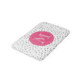 Zwart-wit Confetti Stippen Hot Pink Monogram Badmat (Gekanteld)