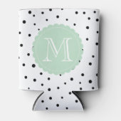 Zwart-wit Confetti Stippen Mint Monogram Blikjeskoeler (Voorkant)