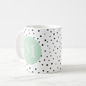 Zwart-wit Confetti Stippen Mint Monogram Mok (Voorkant links)