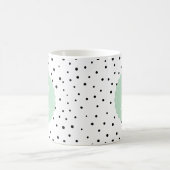 Zwart-wit Confetti Stippen Mint Monogram Mok (Center)