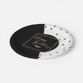 Zwart-wit Confetti Stippen Verjaardag voor haar Papieren Bordje (Gekanteld)