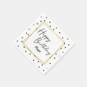 Zwart-wit Confetti Stippen Verjaardag voor haar Servet (Hoek)