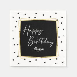 Zwart-wit Confetti Stippen Verjaardag voor haar Servet