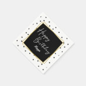 Zwart-wit Confetti Stippen Verjaardag voor haar Servet (Hoek)