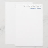 Zwart-Wit Consultant Advocaat Beroep Briefpapier (Voorkant / Achterkant)