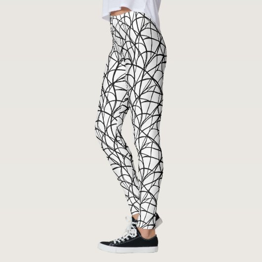 Zwart-wit Contemporary Line Art Leggings (Links)