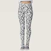 Zwart-wit Contemporary Line Art Leggings (Voorkant)