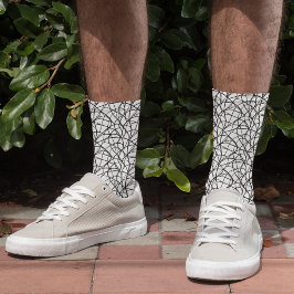 Zwart-wit Contemporary Line Art Sokken