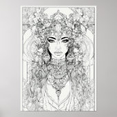 Zwart-wit contour art voor Wall poster (Voorkant)