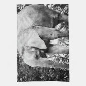 Zwart-wit contrast Foto van Elephant Theedoek (Verticaal)