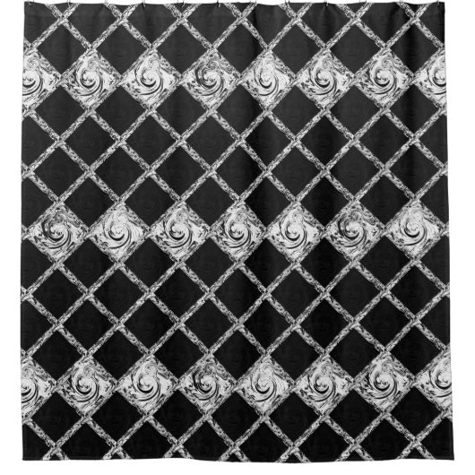 zwart wit controlepatroon douchegordijn (Voorkant)