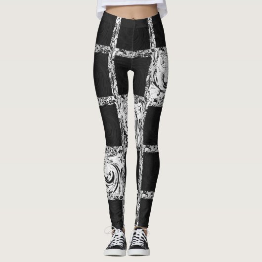 zwart wit controlepatroon leggings (Voorkant)