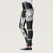 zwart wit controlepatroon leggings (Links)