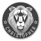 Zwart & Wit Cool Modern Oude Leeuw Aangepaste Sticker (Voorkant)