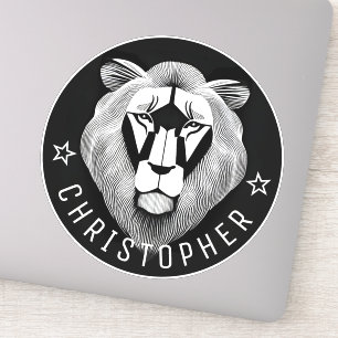     Zwart & Wit Cool Modern Oude Leeuw Aangepaste  Sticker