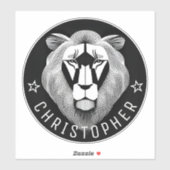 Zwart & Wit Cool Modern Oude Leeuw Aangepaste Sticker (Vel)