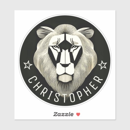     Zwart & Wit Cool Moderne Oude Leeuw Aangepaste Sticker (Vel)