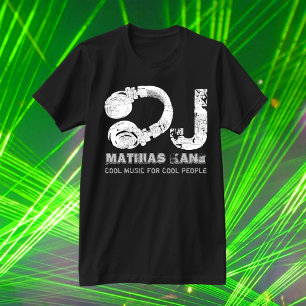 Zwart-wit coole muziek DJ T-shirt