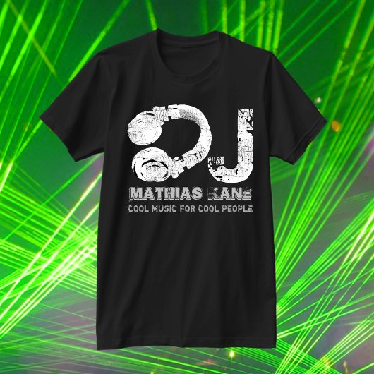 Zwart-wit coole muziek DJ T-shirt